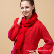 Customized gesäumten gefilzte Frauen rot dicker Winter reine Farbe 100% Kaschmir-Schal